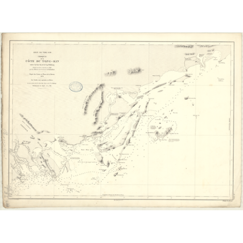Reproduction carte marine ancienne Shom - 3644 - TONG-KIN (Golfe), TONKIN (Golfe), TONG-KIN, pAKLUNG (Cap), CAC, BA - VI