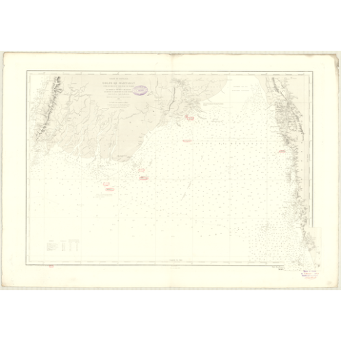 Reproduction carte marine ancienne Shom - 3649 - MARTABAN (Golfe), NEGRAIS (Cap), HINZEBAK (île) - BIRMANIE - INDIEN (O