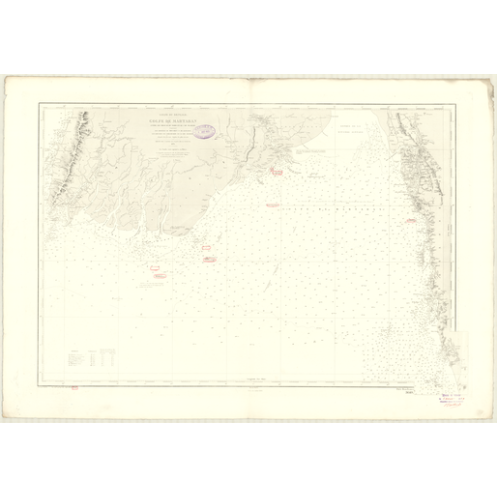 Carte marine ancienne - 3649 - MARTABAN (Golfe), NEGRAIS (Cap), HINZEBAK (île) - BIRMANIE - INDIEN (Océan), BENGALE (Golfe) - (1