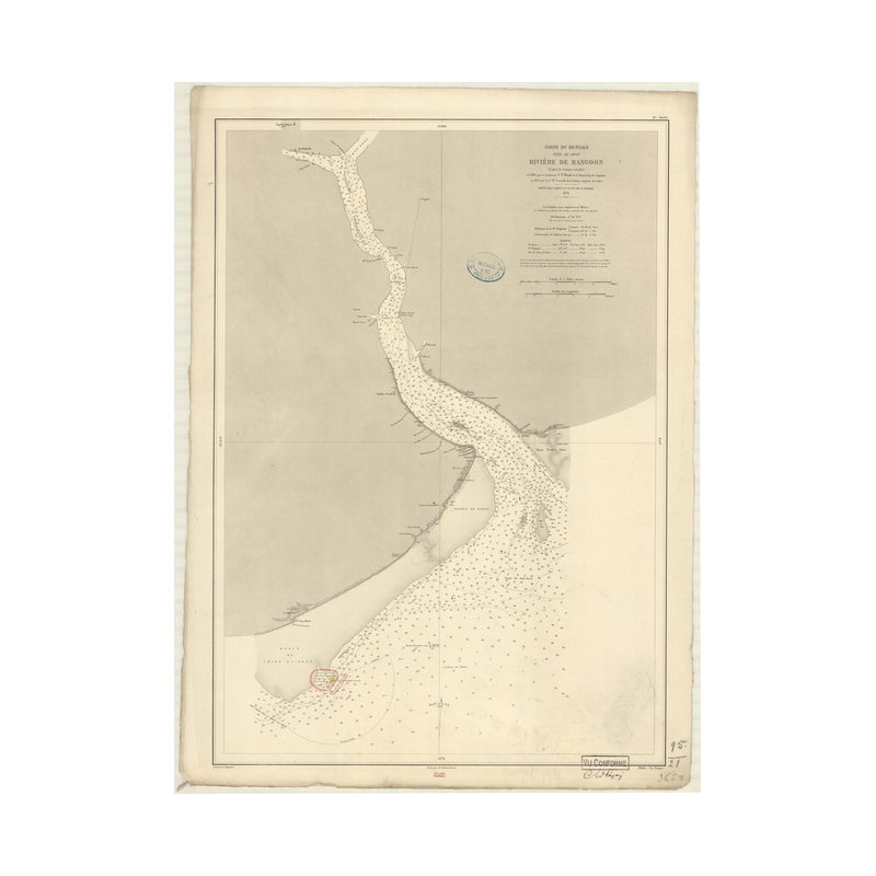 Carte marine ancienne - 3650 - PEGU, MARTABAN (Golfe), RANGOON (Rivière) - BIRMANIE - INDIEN (Océan), BENGALE (Golfe) - (1878 -
