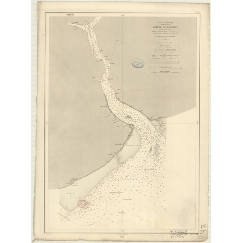 Reproduction carte marine ancienne Shom - 3650 - pEGU, MARTABAN (Golfe), RANGOON (Rivière) - BIRMANIE - INDIEN (Océan)