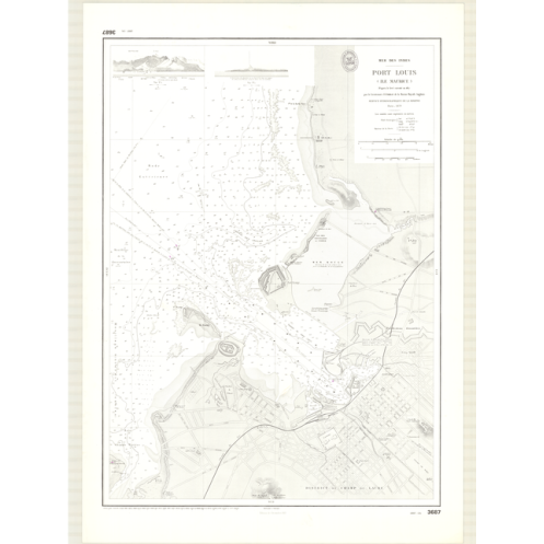 Reproduction carte marine ancienne Shom - 3687 - pORT LOUIS - MAURICE (île) - INDES (Mer),INDIEN (Océan) - (1879 - ?)