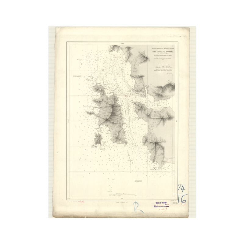 Reproduction carte marine ancienne - 3692 - DINDING (îles) - INDONESIE, MALAISIE (Côte Ouest) - PACIFIQUE, MALACCA (Détroit) - (