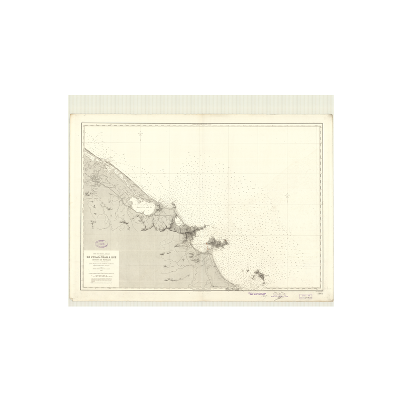 Reproduction carte marine ancienne Shom - 5660 - ANNAM, TOURANE (Abords), d'-NANG (Abords), CULAO CHAM, HUE - VIETNAM -