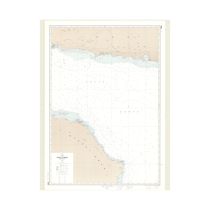 Reproduction carte marine ancienne Shom - 6638 - IRAN (Côte Sud),OMAN (Côte Nord-Est) - INDIEN (Océan),OMAN (Golfe) -