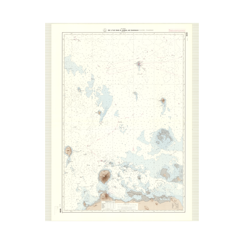 Reproduction carte marine ancienne - 6640 - JABAL AZ ZANNAH (Abords), DJEBEL DHANNA (Abords), DAS (île), JABAL AZ ZANNAH - EMIRA
