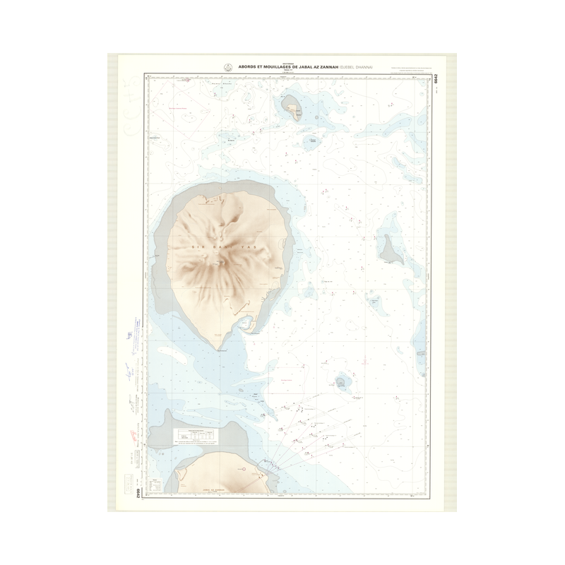 Reproduction carte marine ancienne Shom - 6642 - JABAL AZ ZANNAH (Mouillages - Abords), d'EBEL d'ANNA (Mouillages - Abor