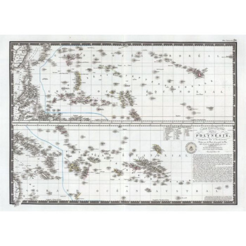 Reproduction of old nautical chart of Polynesia in 1826