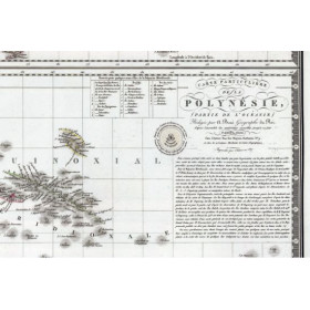 Reproduction carte marine ancienne de la Polynésie en 1826