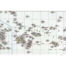 Reproduction of old nautical chart of Polynesia in 1826