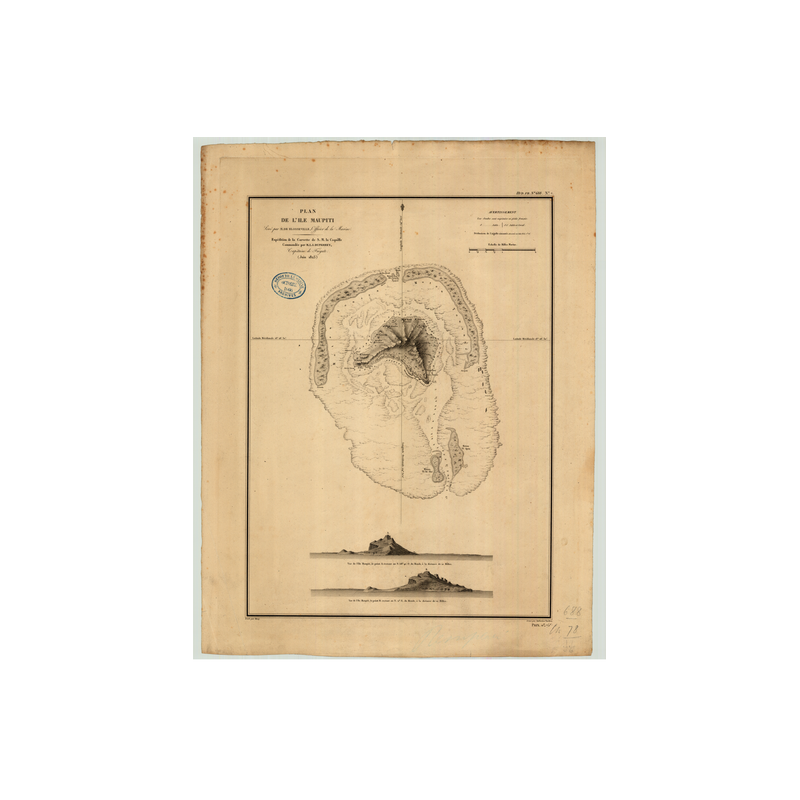 Carte marine ancienne - 688 - SOCIETE (îles), MAUPITI (île) - POLYNESIE FRANCAISE - PACIFIQUE - (1827 - ?)