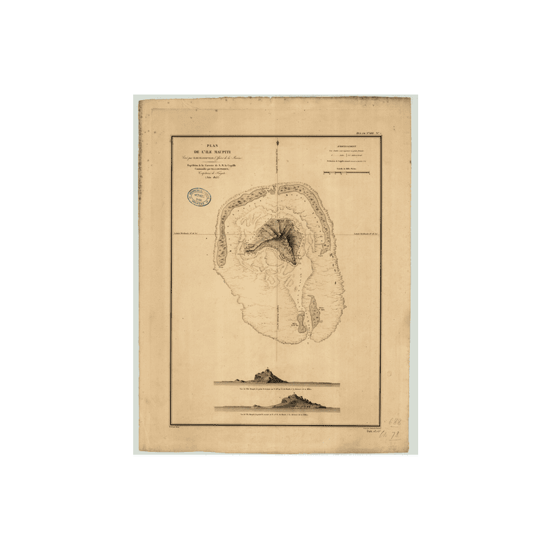 Reproduction carte marine ancienne - 688 - SOCIETE (îles), MAUPITI (île) - POLYNESIE FRANCAISE - PACIFIQUE - (1827 - ?)