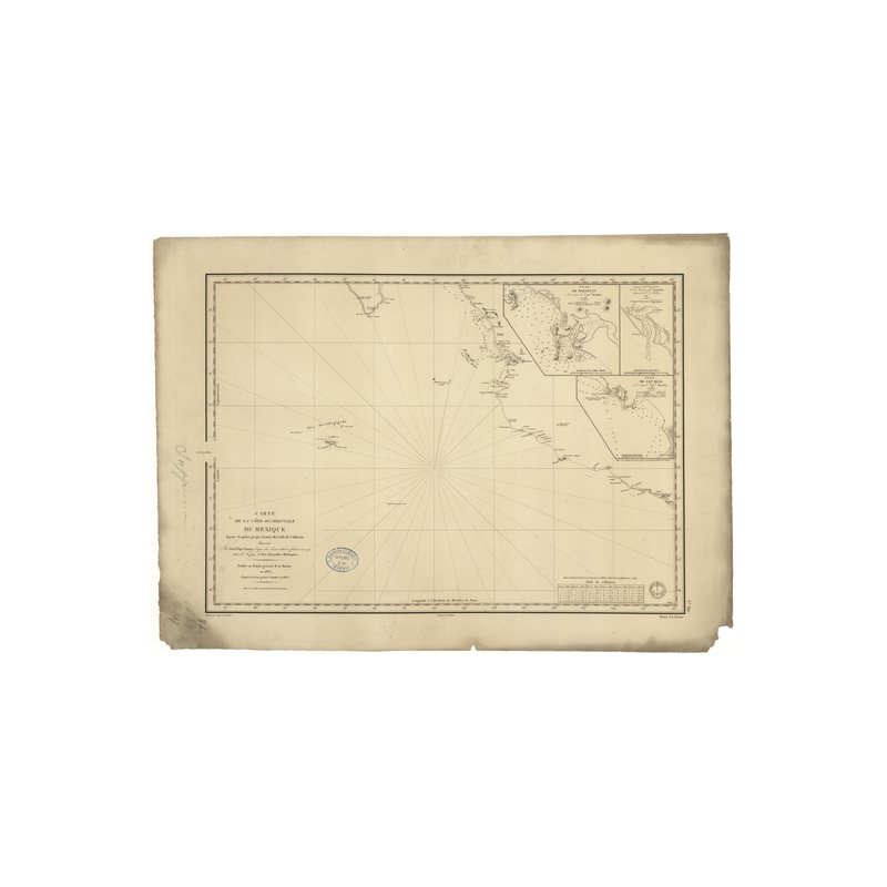 Reproduction carte marine ancienne Shom - 840 - SAINT LUCAS (Cap), ACAPULCO - MEXIQUE (Côte Ouest) - pACIFIQUE,AMERIQUE