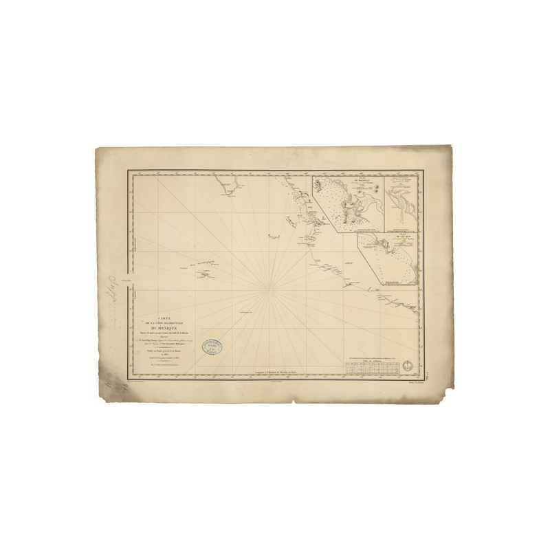 Reproduction carte marine ancienne - 840 - SAINT LUCAS (Cap), ACAPULCO - MEXIQUE (Côte Ouest) - PACIFIQUE, AMERIQUE DU NORD (Côt