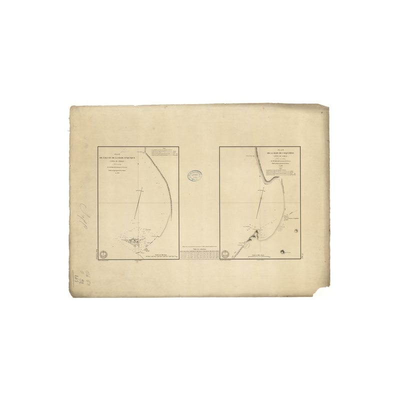 Reproduction of old nautical chart - 843 - COQUIMBO (Baie) - CHILI - PACIFIQUE, AMERIQUE DU SUD (Côte Ouest), AMERIQUE DU SUD (C
