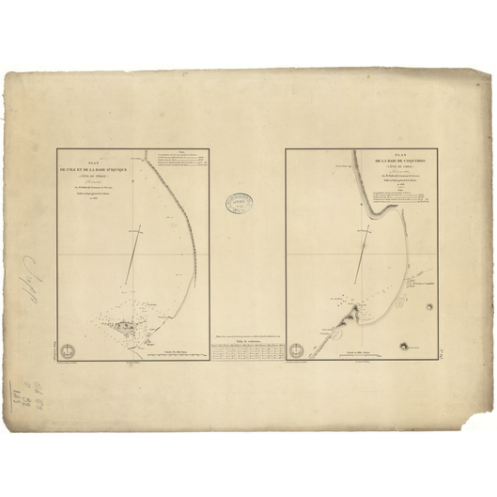 Reproduction carte marine ancienne Shom - 843 - COQUIMBO (Baie) - CHILI - pACIFIQUE,AMERIQUE de SUD (Côte Ouest),AMERIQ