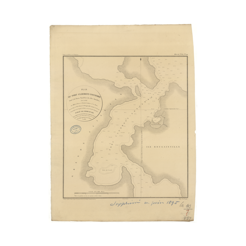 Reproduction carte marine ancienne Shom - 857 - ANAMBAS (Archipel), CLERMONT-TONNERRE (Port), SALAT SIMANG - pACIFIQUE,C