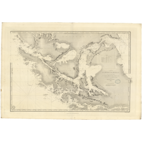 Reproduction carte marine ancienne Shom - 877 - MAGELLAN (Détroit) - CHILI - pACIFIQUE,AMERIQUE de SUD - (1838 - 1917)