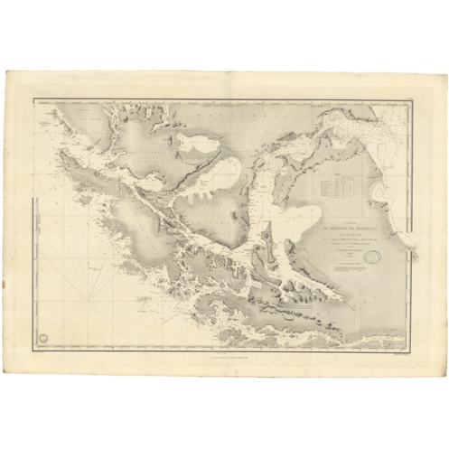 Reproduction of old nautical chart - 877 - MAGELLAN (Détroit) - CHILI - PACIFIQUE, AMERIQUE DU SUD - (1838 - 1917)