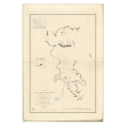 Carte marine ancienne - 908 - ILES (Baie), KAWA-KAWA (Rivière) - NOUVELLE-ZELANDE - PACIFIQUE - (1840 - ?)