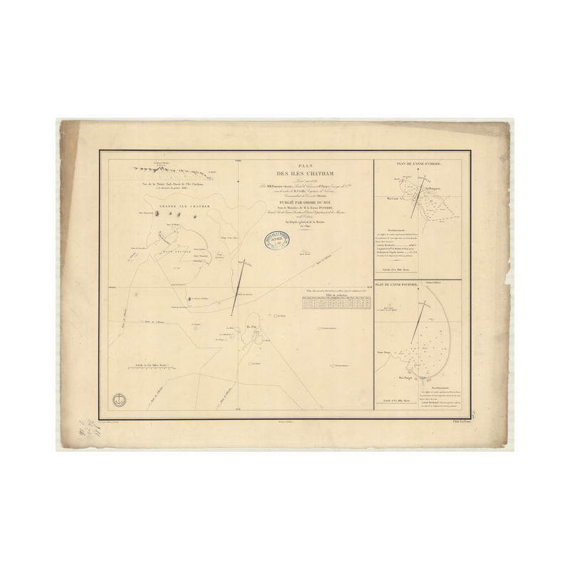 Reproduction carte marine ancienne - 911 - CHATHAM (îles) - NOUVELLE-ZELANDE - PACIFIQUE - (1840 - 1874)