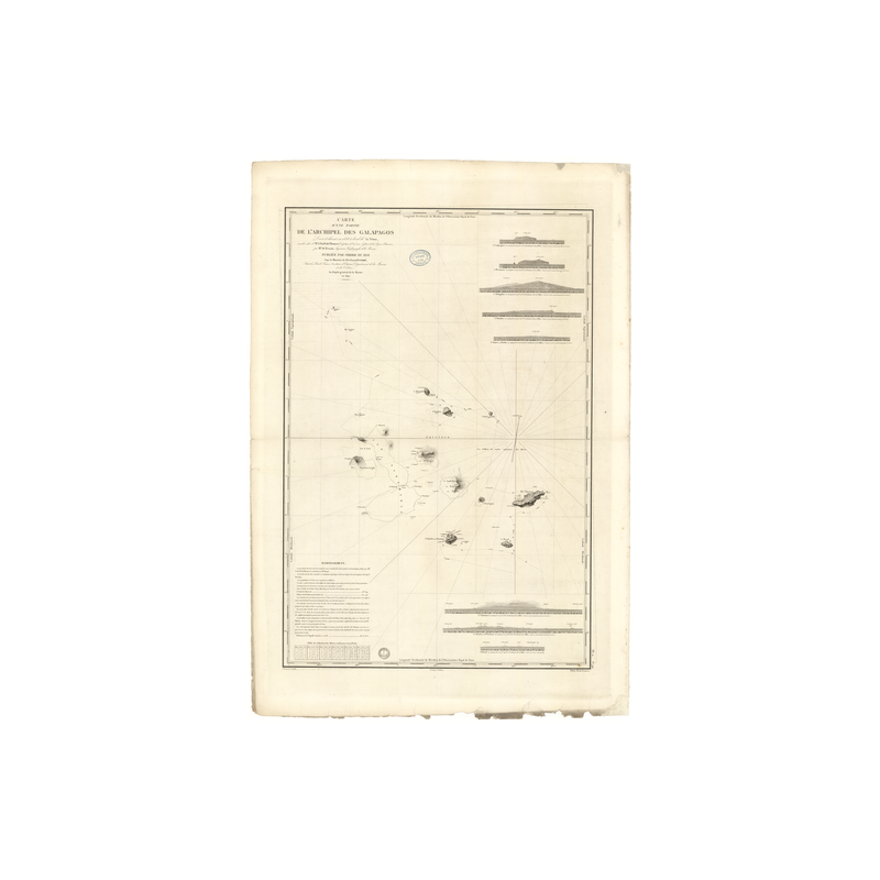Reproduction carte marine ancienne Shom - 961 - GALAPAGOS (Archipel) - pACIFIQUE - (1842 - 1886)