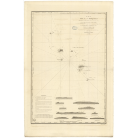 Reproduction carte marine ancienne - 962 - MENDANA (Archipel), NOU-KA-HIVA (Archipel), MARQUISES (îles) - POLYNESIE FRANCAISE -