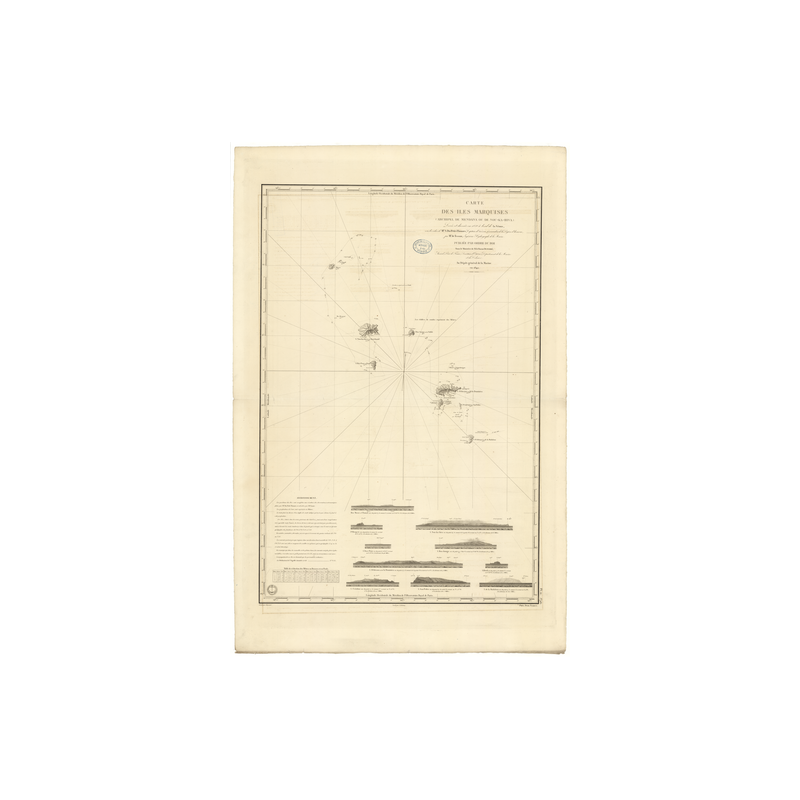 Reproduction carte marine ancienne Shom - 962 - MENDANA (Archipel), NOU-KA-HIVA (Archipel), MARQUISES (îles) - pOLYNESI