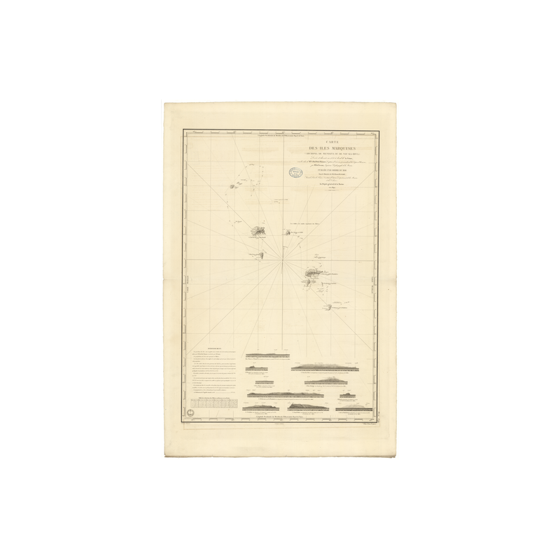 Reproduction carte marine ancienne - 962 - MENDANA (Archipel), NOU-KA-HIVA (Archipel), MARQUISES (îles) - POLYNESIE FRANCAISE -
