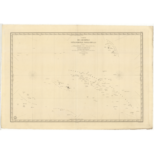 Carte marine ancienne - 985 - TAITI (Archipel), SOCIETE (îles), POMOTOU (Archipel), TUAMOTU (Archipel), NOUKA-HIVA (Archipel), M