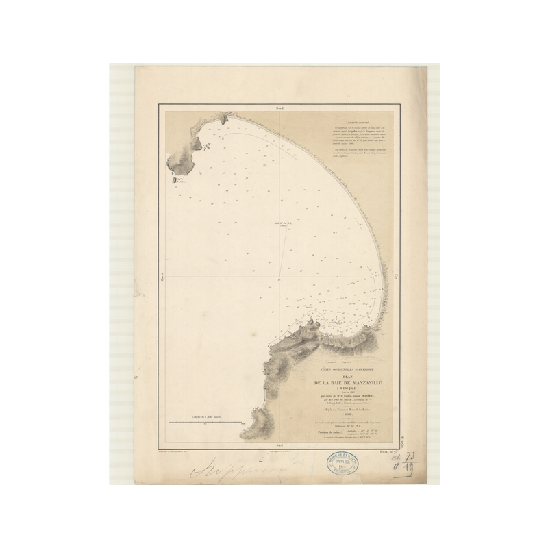 Reproduction carte marine ancienne Shom - 2730 - MANZANILLO (Baie) - MEXIQUE (Côte Ouest) - pACIFIQUE,AMERIQUE CENTRALE