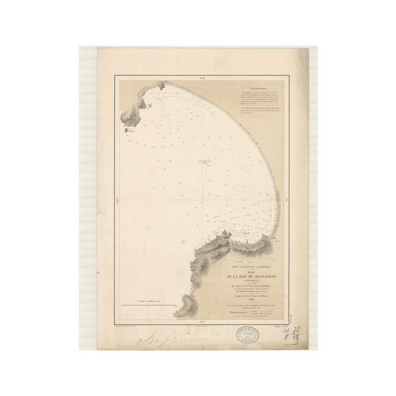 Reproduction carte marine ancienne - 2730 - MANZANILLO (Baie) - MEXIQUE (Côte Ouest) - PACIFIQUE, AMERIQUE CENTRALE (Côte Ouest)