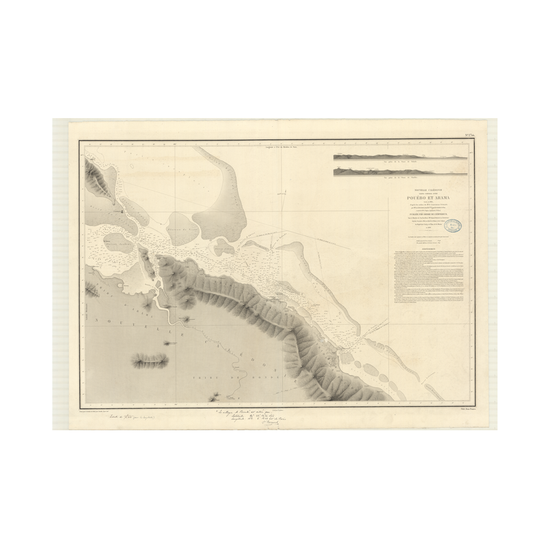 Reproduction carte marine ancienne Shom - 2744 - NOUVELLE-CALEDONIE (Côte Est), pAM, pOUEBO - pACIFIQUE,CORAIL (Mer) -