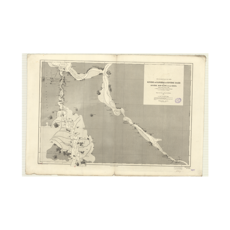 Reproduction carte marine ancienne Shom - 2745 - HAN-KANG (Rivière), SEOUL (Rivière) - COREE (Côte Ouest) - pACIFIQUE