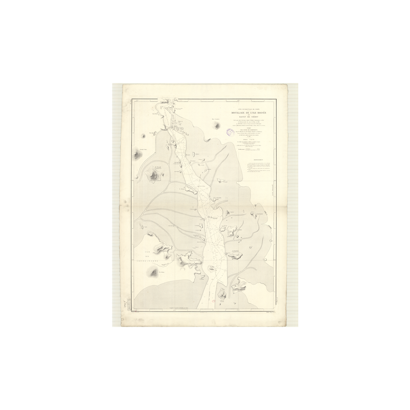 Reproduction carte marine ancienne Shom - 2747 - BOISEE (Ile - Mouillage), SIEROU (Bassin) - COREE (Côte Ouest) - pACIF