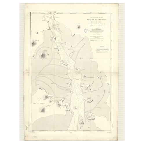 Reproduction carte marine ancienne Shom - 2747 - BOISEE (Ile - Mouillage), SIEROU (Bassin) - COREE (Côte Ouest) - pACIF