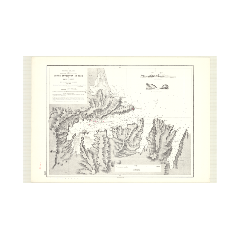 Reproduction carte marine ancienne - 2752 - SUD (île), BANKS (Presqu'île), LYTTELTON (Port), LEVY (Port) - NOUVELLE-ZELANDE - PA