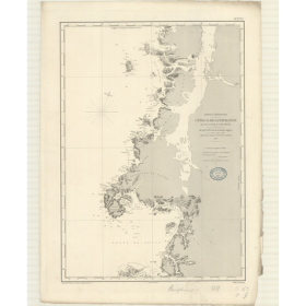 Reproduction carte marine ancienne Shom - 2757 - pATAGONIE (Côte Ouest), FORSYTH (île), GUAIANECO (îles) - CHILI - pA