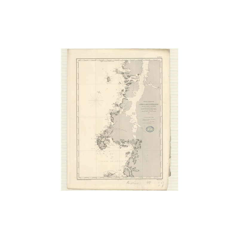 Reproduction carte marine ancienne Shom - 2757 - pATAGONIE (Côte Ouest), FORSYTH (île), GUAIANECO (îles) - CHILI - pA