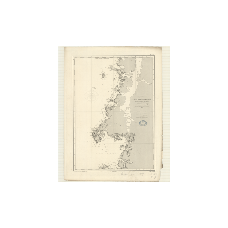 Carte marine ancienne - 2757 - PATAGONIE (Côte Ouest), FORSYTH (île), GUAIANECO (îles) - CHILI - PACIFIQUE, AMERIQUE DU SUD (Côt