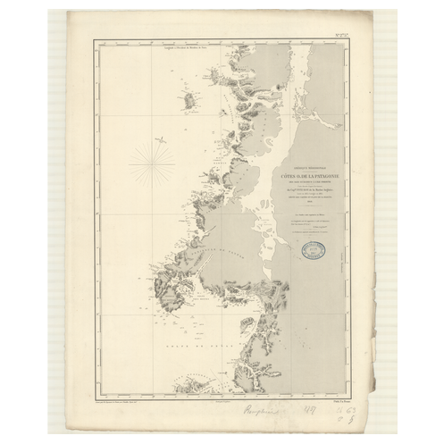 Reproduction carte marine ancienne Shom - 2757 - pATAGONIE (Côte Ouest), FORSYTH (île), GUAIANECO (îles) - CHILI - pA