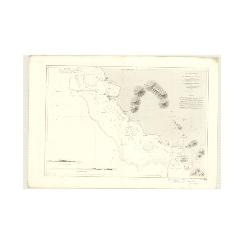 Reproduction carte marine ancienne - 2759 - NOUVELLE-CALEDONIE (Côte Ouest), IOUANGA, GATOPE - PACIFIQUE, CORAIL (Mer) - (1868 -
