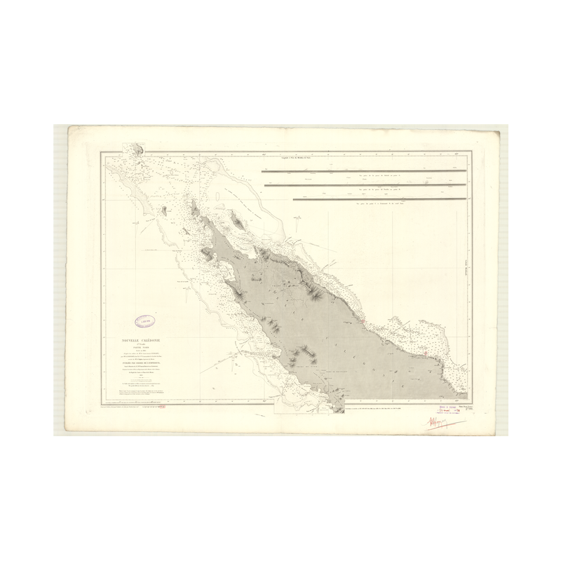 Reproduction carte marine ancienne Shom - 2799 - NOUVELLE-CALEDONIE (Partie Nord) - pACIFIQUE,CORAIL (Mer) - (1869 - ?)