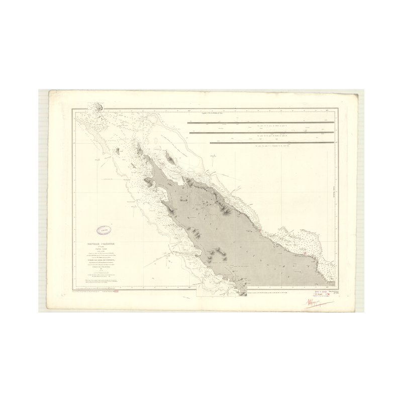 Reproduction carte marine ancienne - 2799 - NOUVELLE-CALEDONIE (Partie Nord) - PACIFIQUE, CORAIL (Mer) - (1869 - ?)