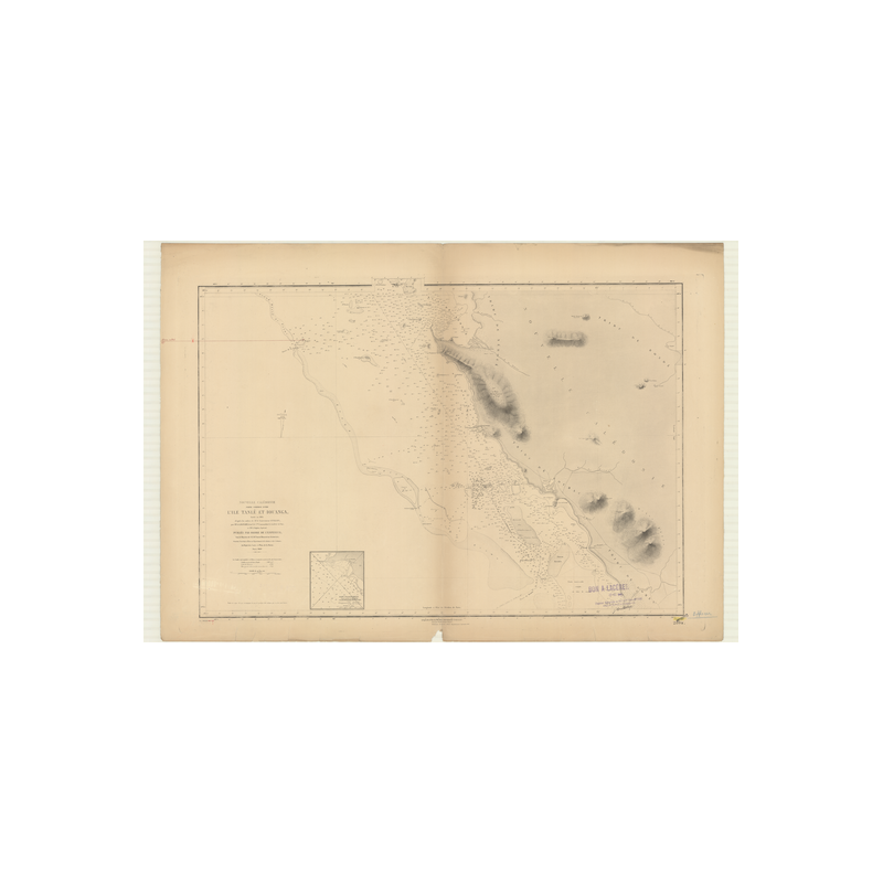 Reproduction carte marine ancienne Shom - 2804 - NOUVELLE CALEDONIE (Côte Ouest), TANLE (île), IOUANGA (Pointe) - pACI