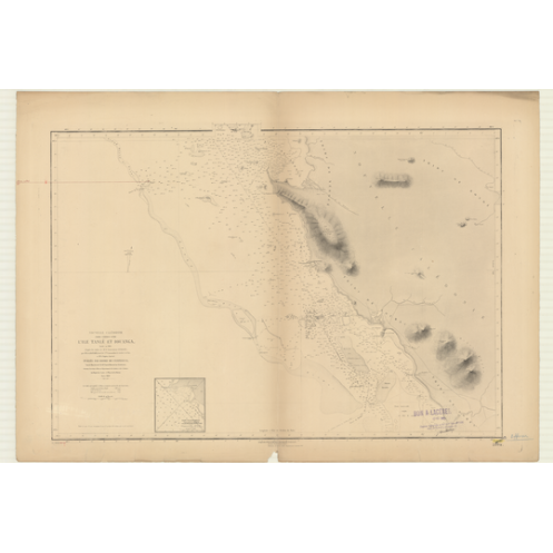 Reproduction carte marine ancienne Shom - 2804 - NOUVELLE CALEDONIE (Côte Ouest), TANLE (île), IOUANGA (Pointe) - pACI