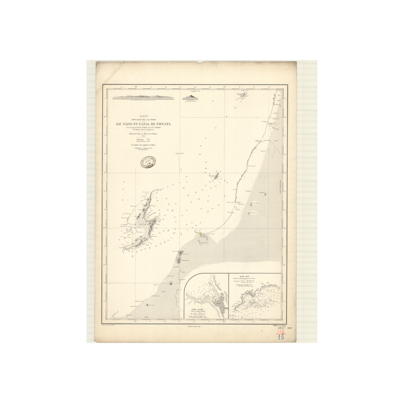 Reproduction carte marine ancienne Shom - 2837 - NIPON, HONSHU (Côte Ouest), NIEGATA (Canal), NIEGATA (Port) - JAPON -