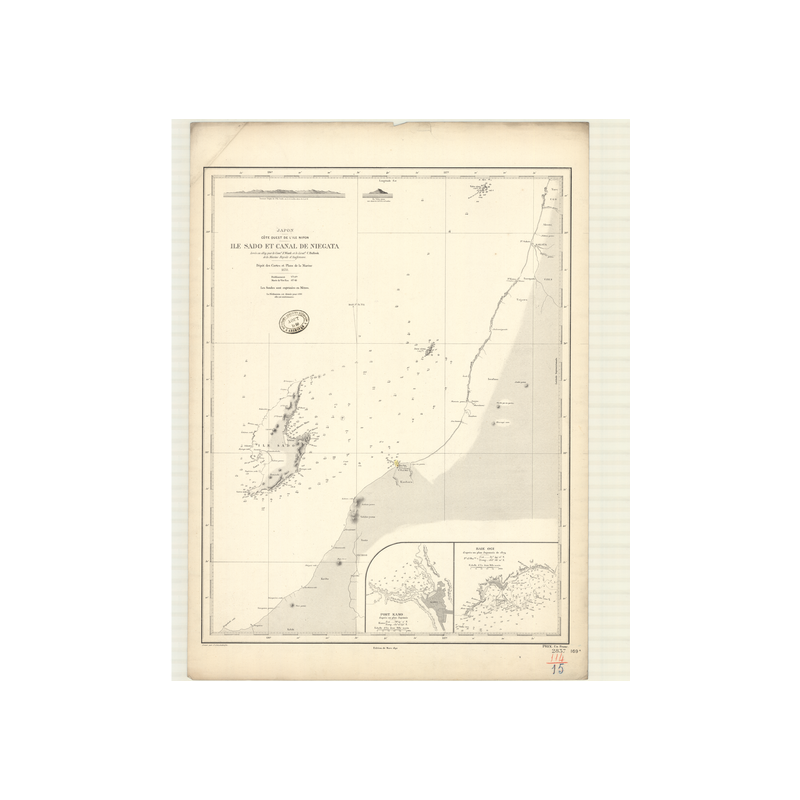Reproduction carte marine ancienne - 2837 - NIPON, HONSHU (Côte Ouest), NIEGATA (Canal), NIEGATA (Port) - JAPON - PACIFIQUE, JAP