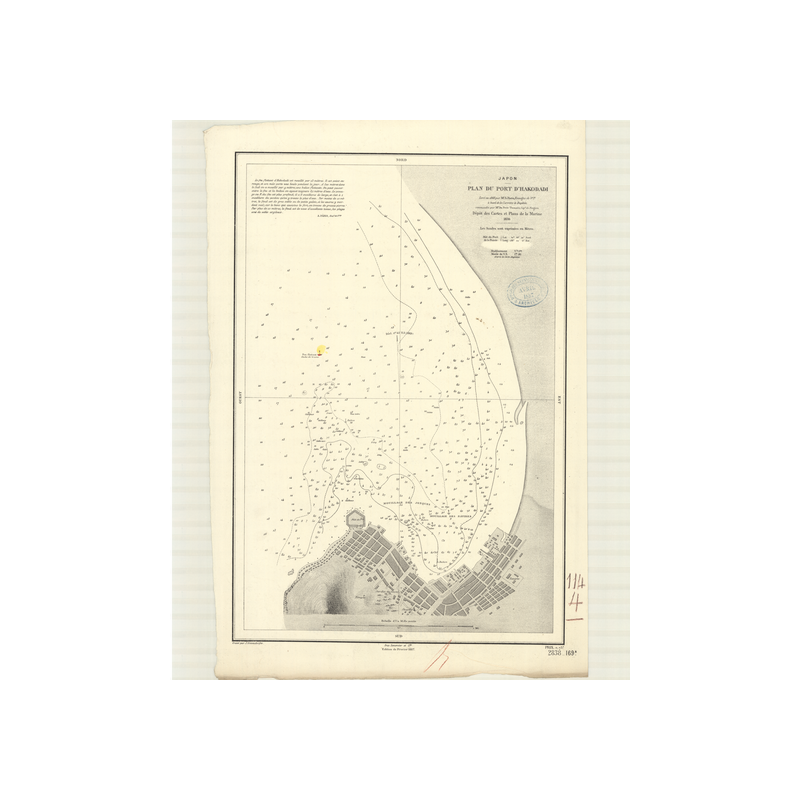 Reproduction carte marine ancienne Shom - 2838 - HOKKAIDO (Côte Nord), HAKODADI (Port), HAKODATE (Port) - JAPON - pACIF