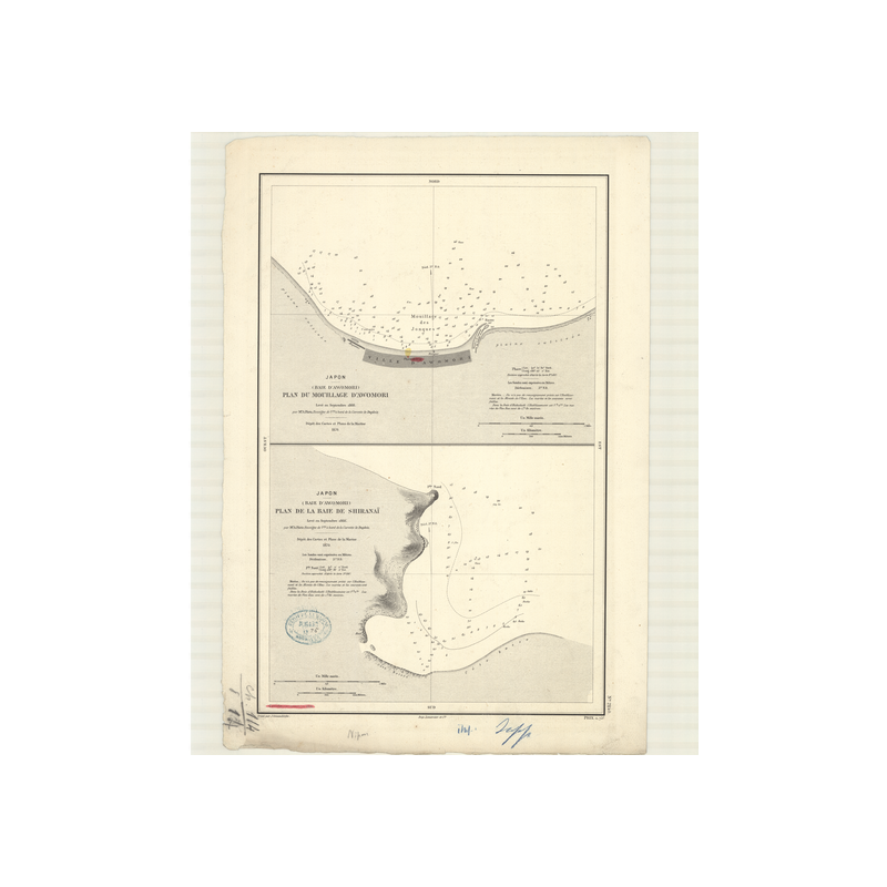 Reproduction carte marine ancienne - 2840 - HONSHU (Côte Nord), AWOMORI (Baie), AOMORIKO, AOMORI (Mouillage) - JAPON - PACIFIQUE